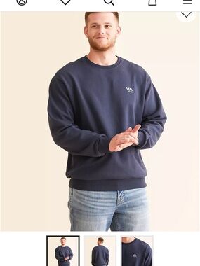 RVCA Men's Black Essential Pullover Sweatshirt, NWT/Defect